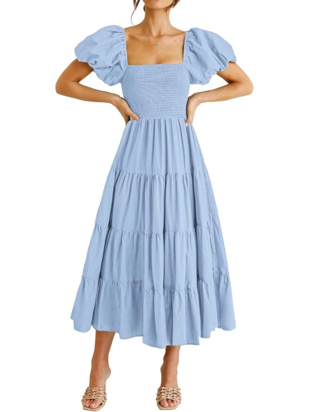 Chic Smocked Midi Dress for Women | Perfect Wedding Guest Outfit, Elegant Style